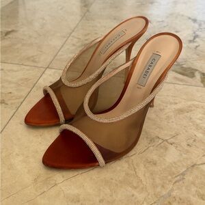 Casadei Tan Mesh Slingback Heels